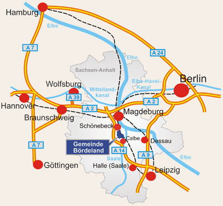 Lagekarte - Bördeland in Sachsen-Anhalt